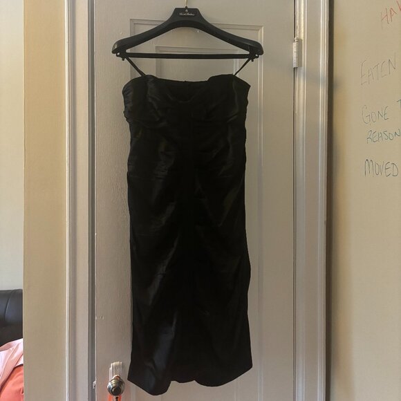 Vintage Strapless Black Silk Nicole Miller LBD - Picture 1 of 5